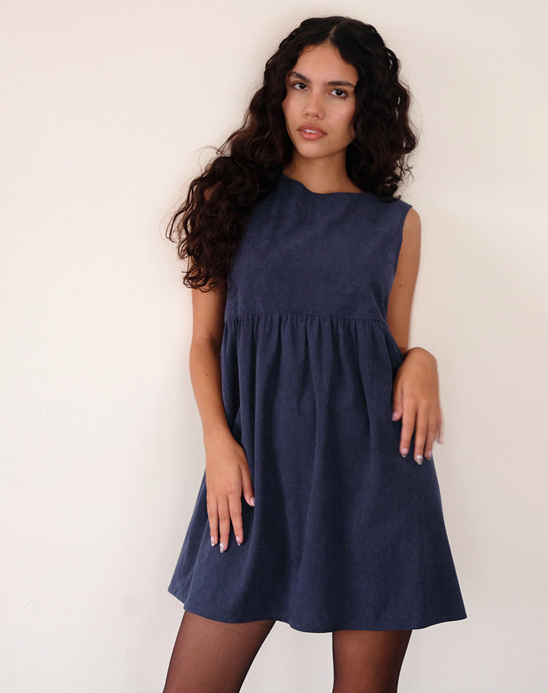 Bild von Sheba Minikleid aus Babycord Tinte Blau
