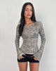 Image of Sheiza Langarm-Top aus transparentem Netzgewebe Grau