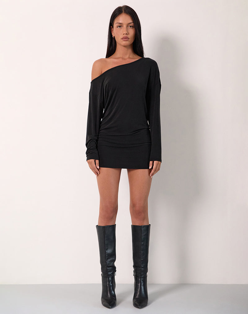 Bild von Shelisa Schlabber-Minikleid in Schwarz