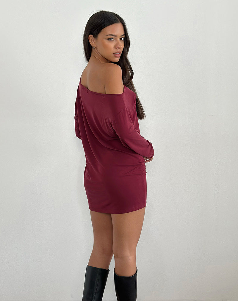 Bild von Shelisa Schlabber-Minikleid in Tiefrot