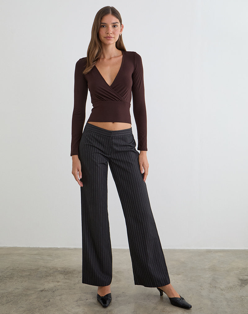 Bild des Sheon Langarm-Oberteils aus Rayon-Jersey in Bitter Chocolate