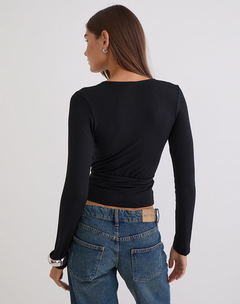 Image of Sheon Long Sleeve Top in Rib Black