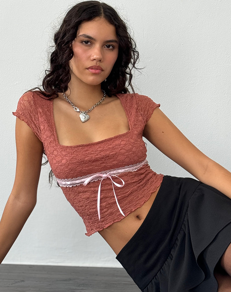 Sherine Spitzen-Top in verwelktem Rosa