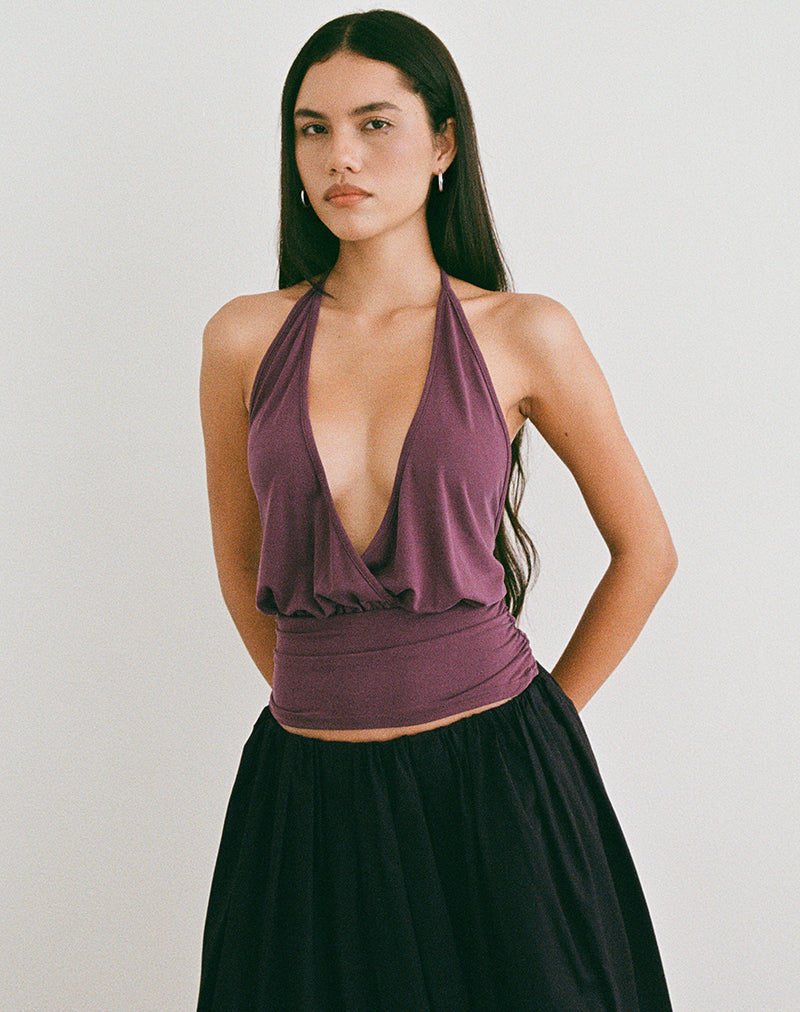 Bild von Sherlyn Halter Top in Cupro Deep Purple