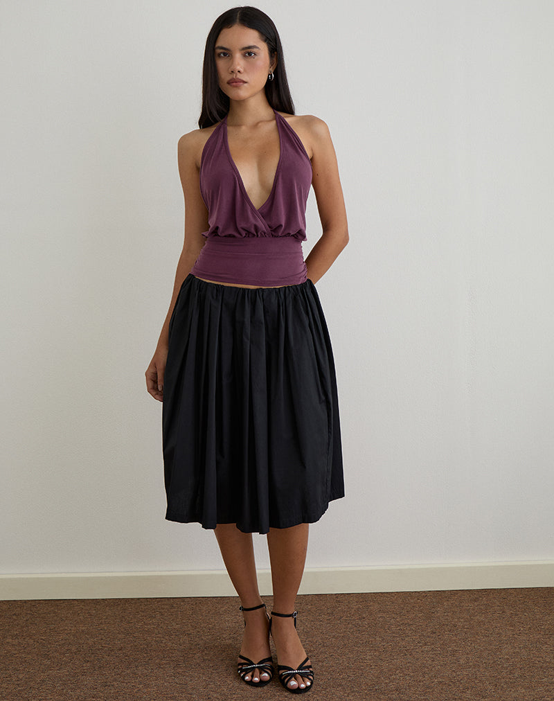 Sherlyn Neckholder-Top aus Cupro Deep Purple