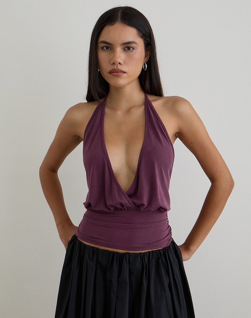 Bild von Sherlyn Halter Top in Cupro Deep Purple