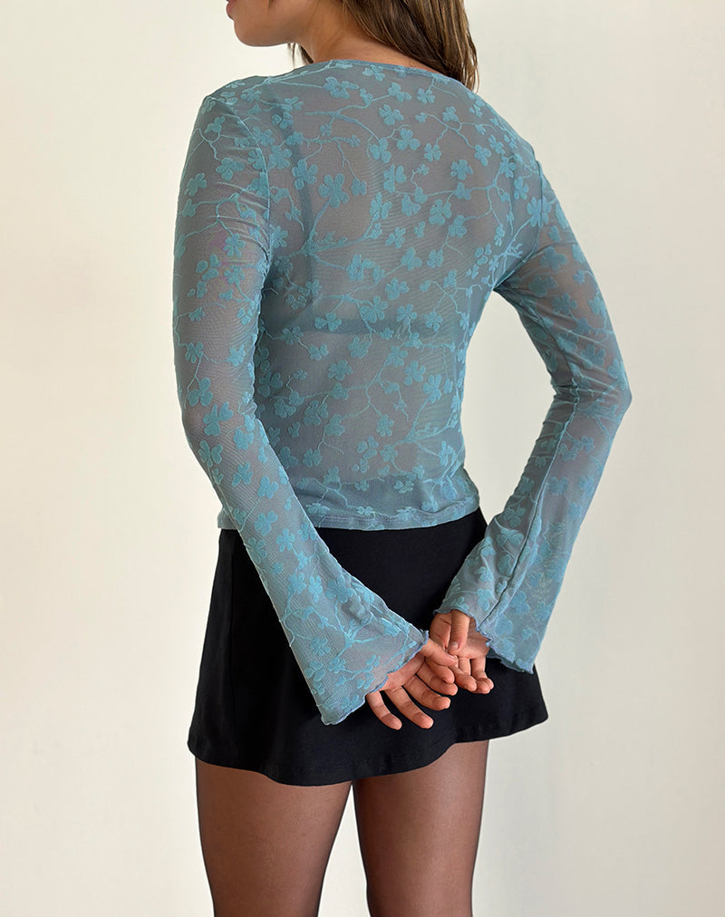 Bild von Shia Cardigan in Grunge Floral Blau Grau