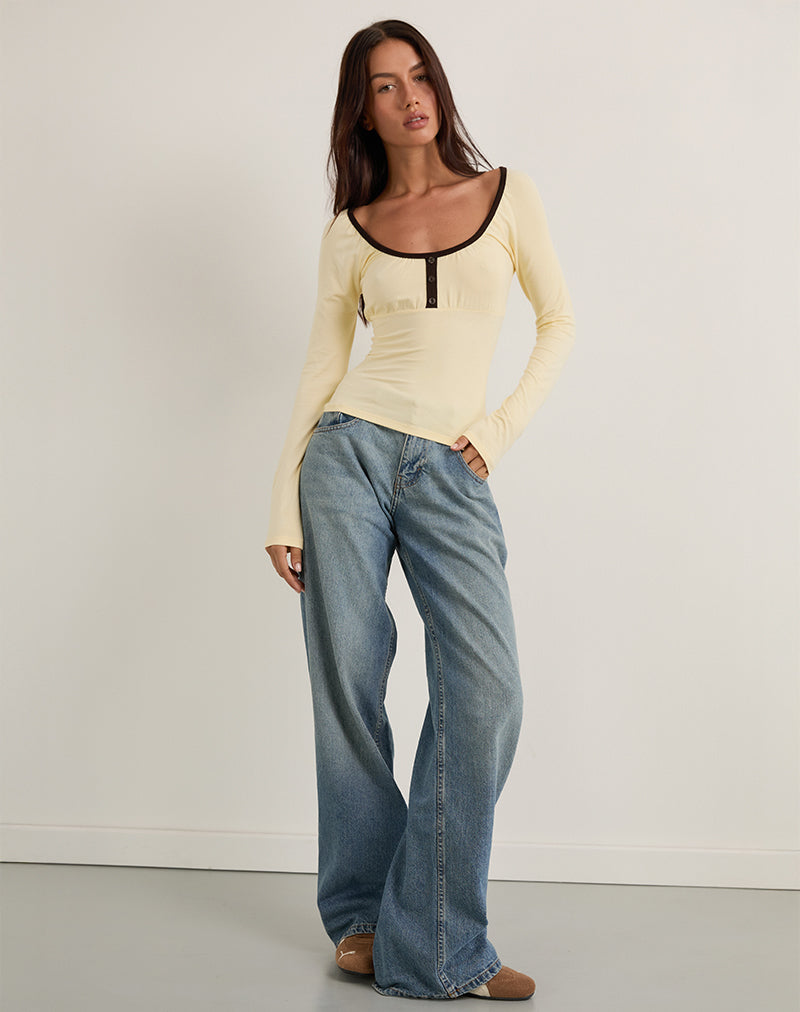 Image of Shou Top in Buttermilch mit braunem Einband