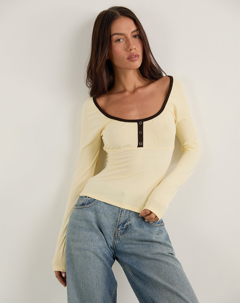 Image of Shou Top in Buttermilch mit braunem Einband