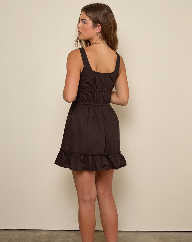 Image of Shoyo Rüschen-Minikleid in Bitterschokolade