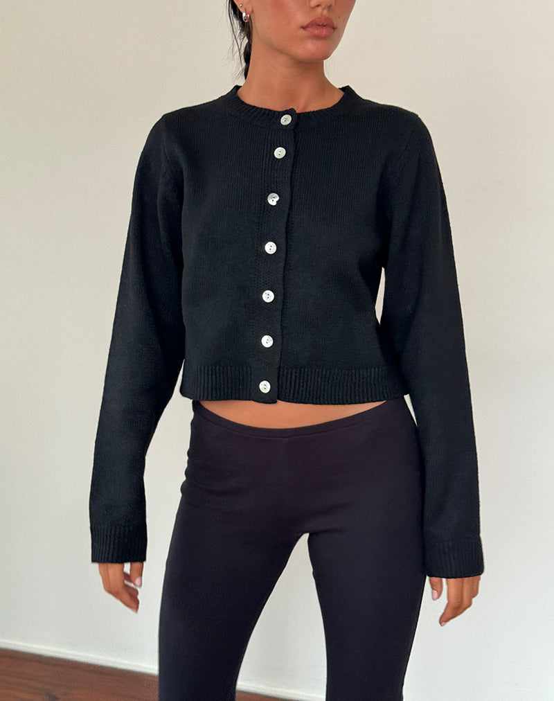 Shura Bürstenstrick-Strickjacke in Schwarz