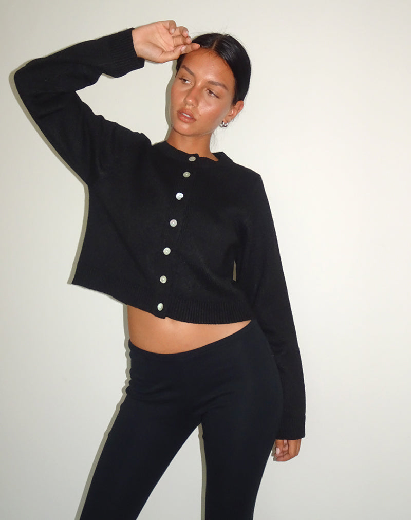 Shura Bürstenstrick-Strickjacke in Schwarz
