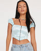 Silicia Korsett-Top in Botaniker Beflockung Spearmint
