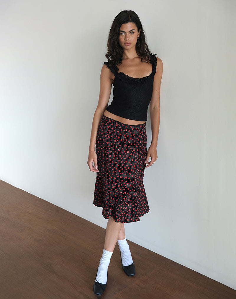Sima Midirock in Erdbeere Polka Schwarz