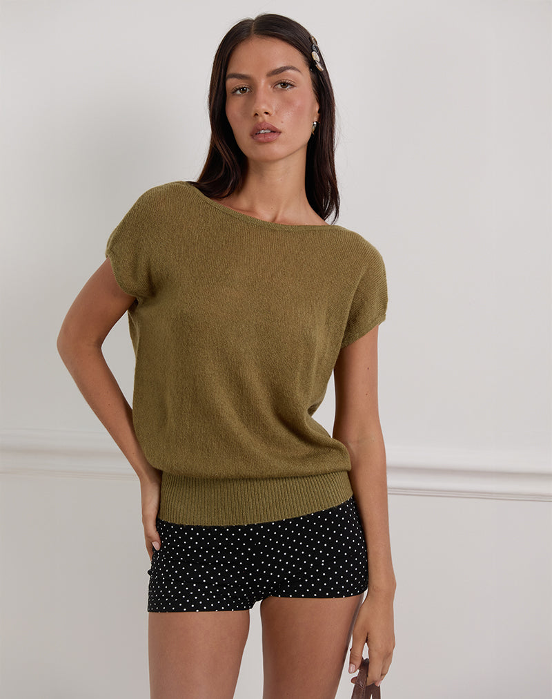 Bild von Sinda Scoopback Top in Knit Olive