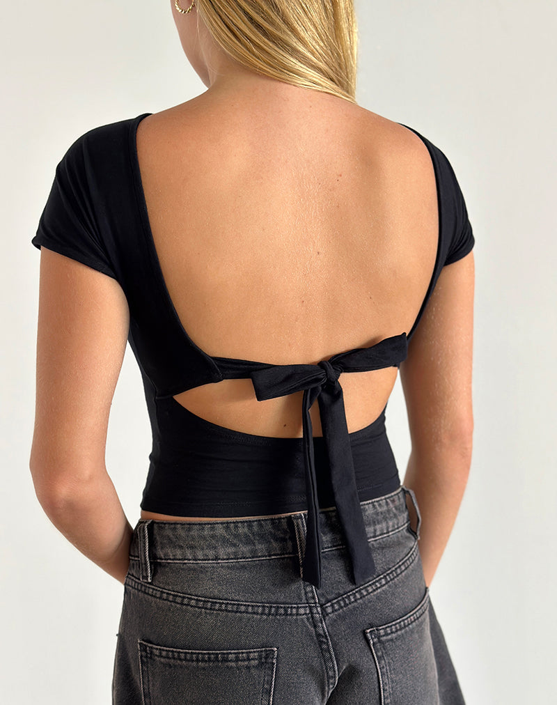 Sipang Tie Back Top in Schwarz