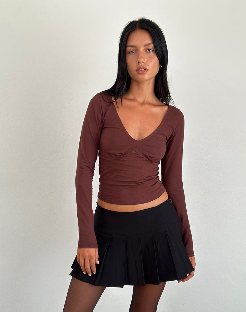 Image of Sisil Langarm-Top in Bitter Chocolate
