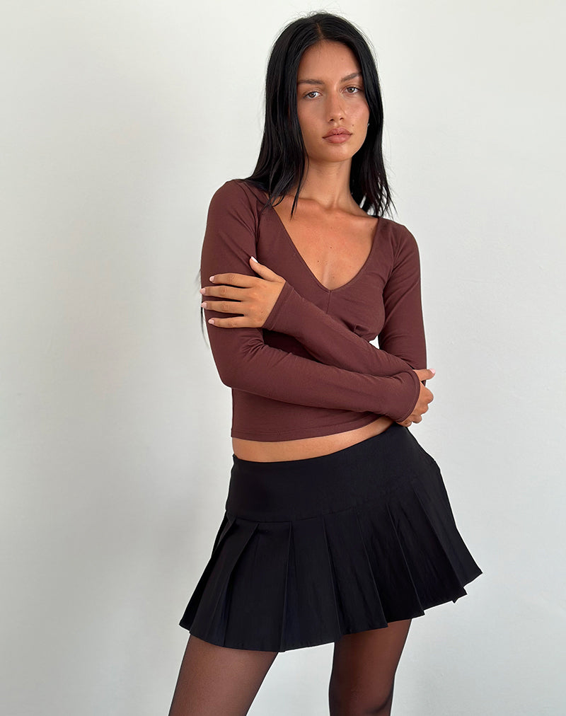Image of Sisil Langarm-Top in Bitter Chocolate