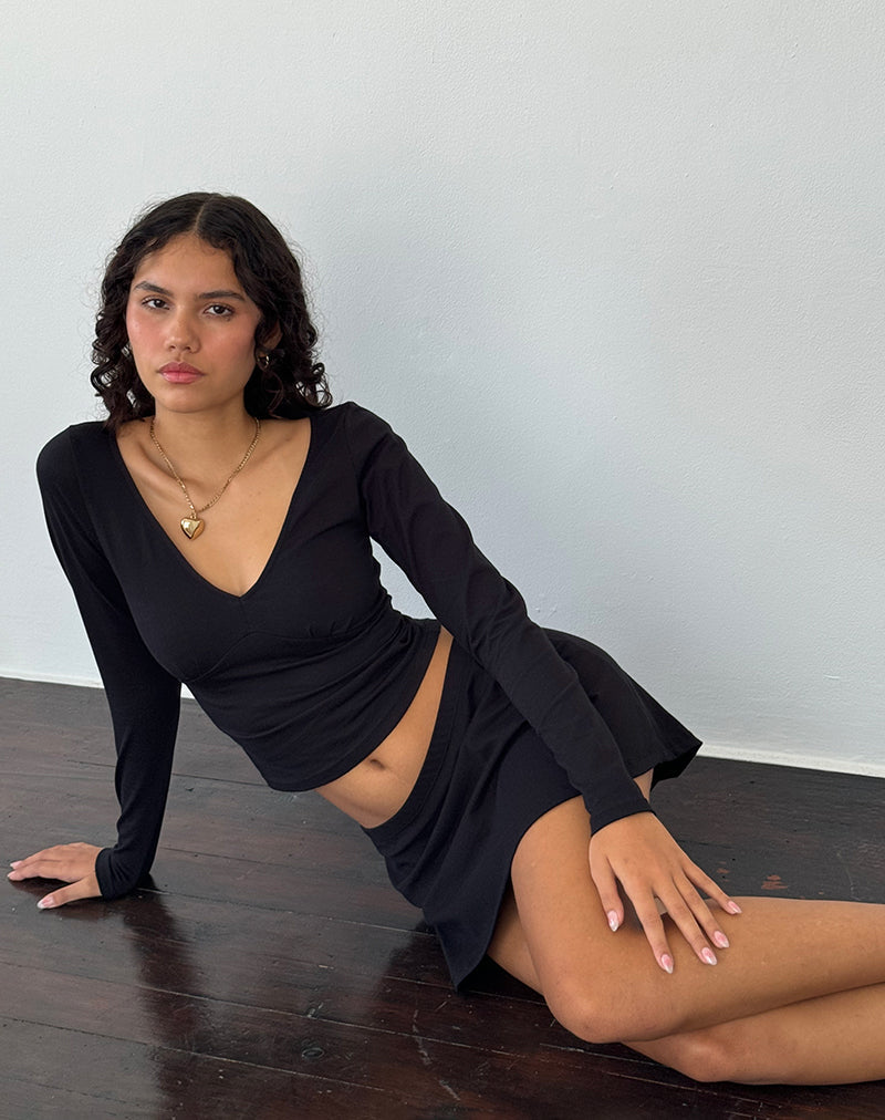 Image of Sisil Langärmeliges Top in Schwarz