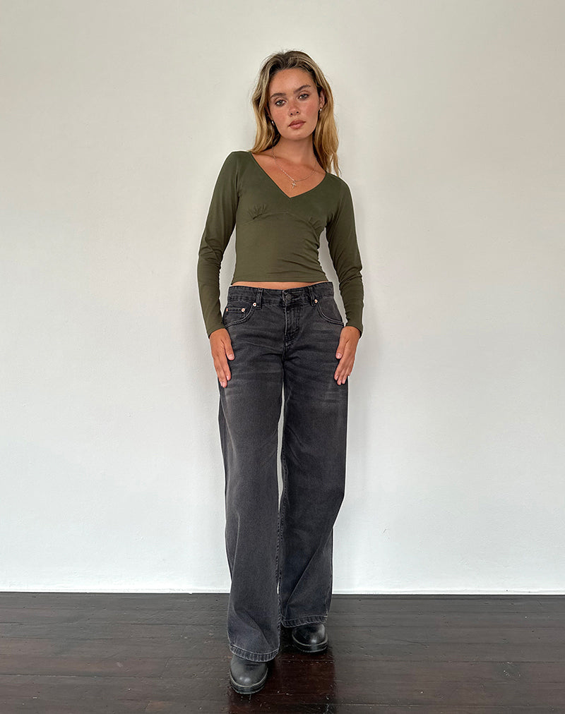Image of Sisil Langarm-Top in Olive