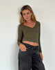 Image of Sisil Langarm-Top in Olive