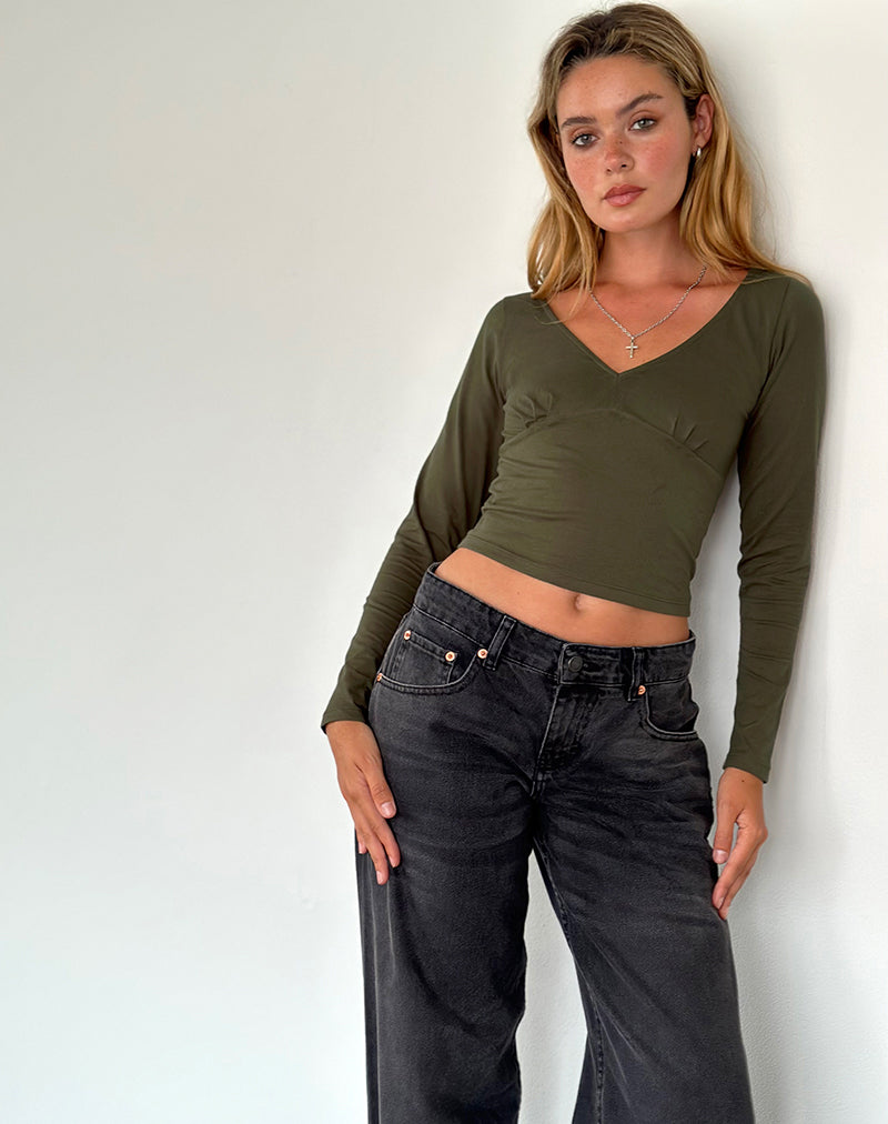 Image of Sisil Langarm-Top in Olive