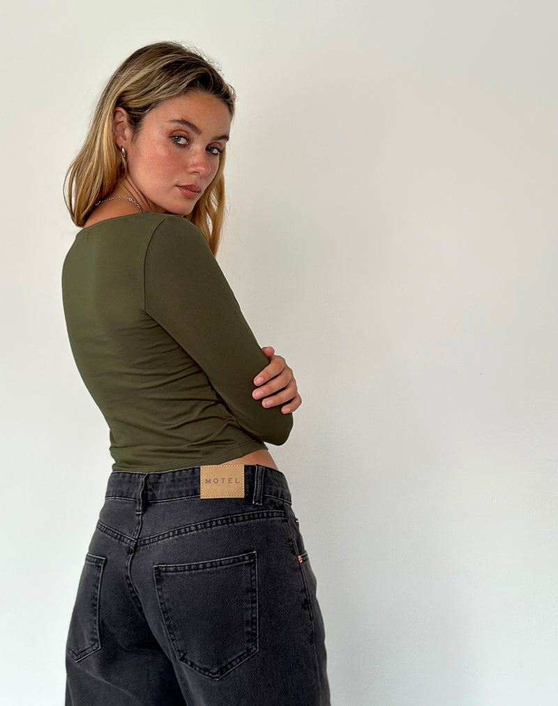 Image of Sisil Langarm-Top in Olive