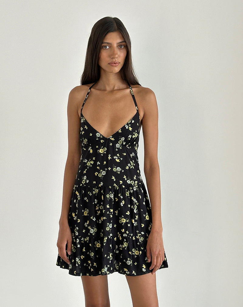 Image of Siskana Minikleid in Zitrone und Limone Schwarz