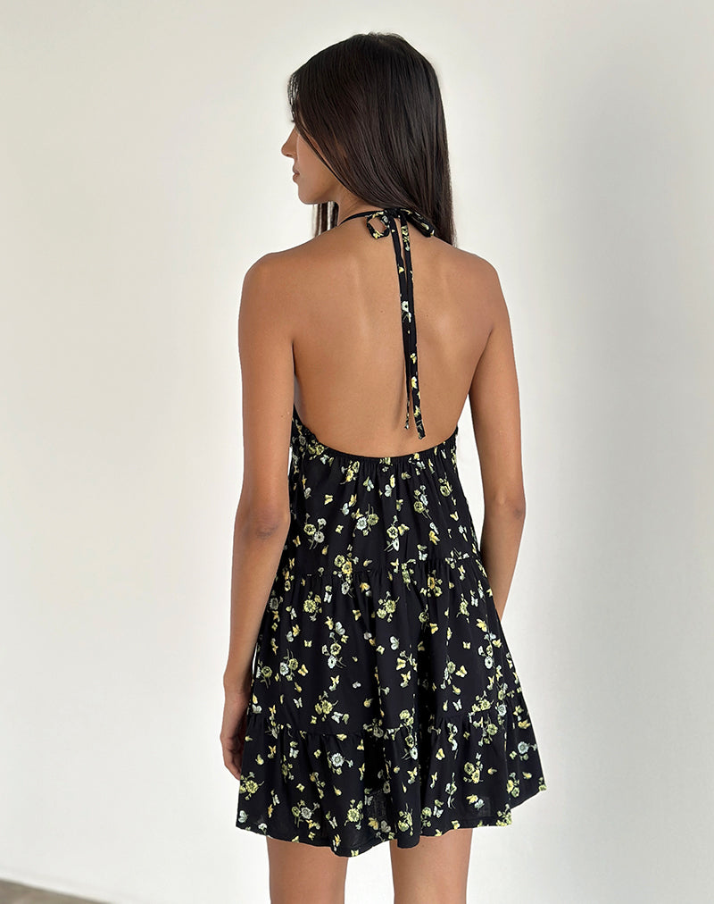 Image of Siskana Minikleid in Zitrone und Limone Schwarz