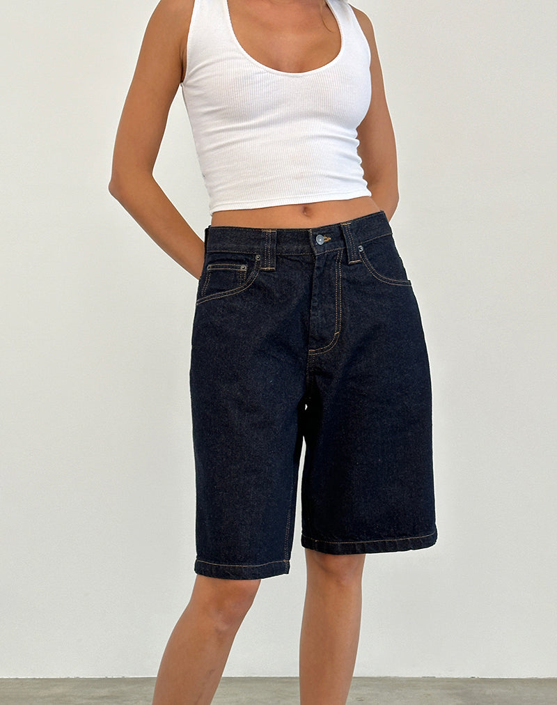Skater-Short mit niedrigem Einstieg in Indigo