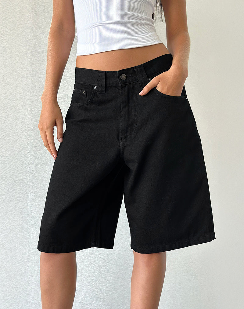 Bild von Low Rise Skater Shorts in Rinse Black Denim
