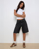 Bild von Low Rise Skater Shorts aus gewaschenem schwarz-grauem Denim