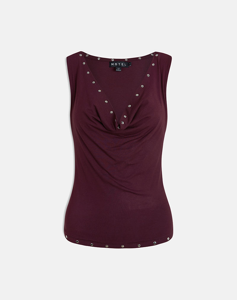 Bild von Slater Nieten-Top aus Rayon Jersey Dunkelpflaume