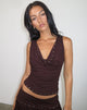 Image of Slater Nieten-Top aus Rayon Jersey Bitter Chocolate