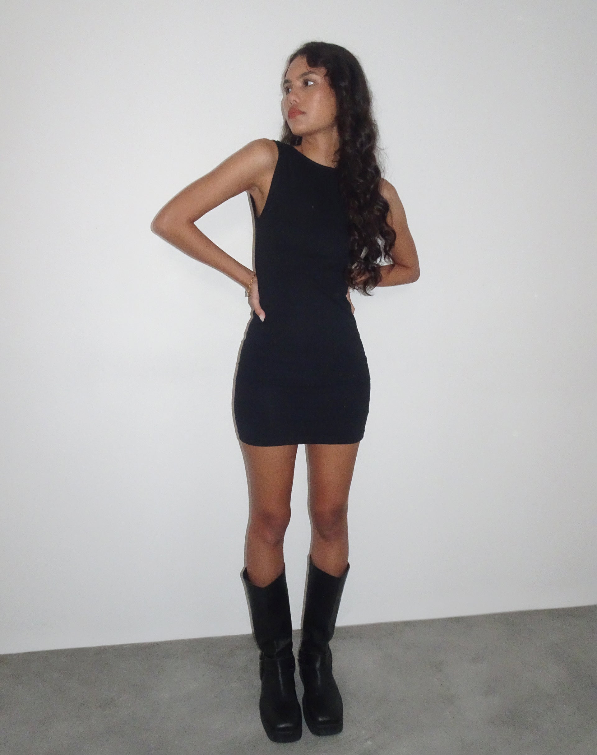 Bild von Slony Low Back Mini Dress in Black Lycra