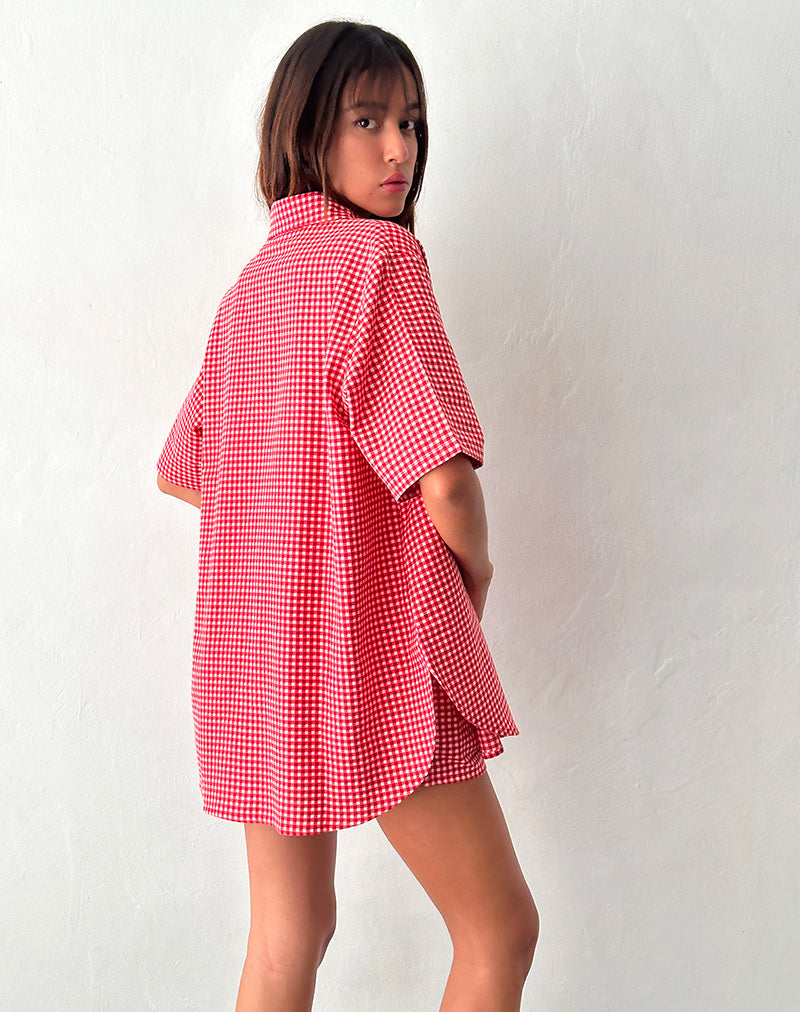 Smith Hemd in Übergröße aus rotem Gingham