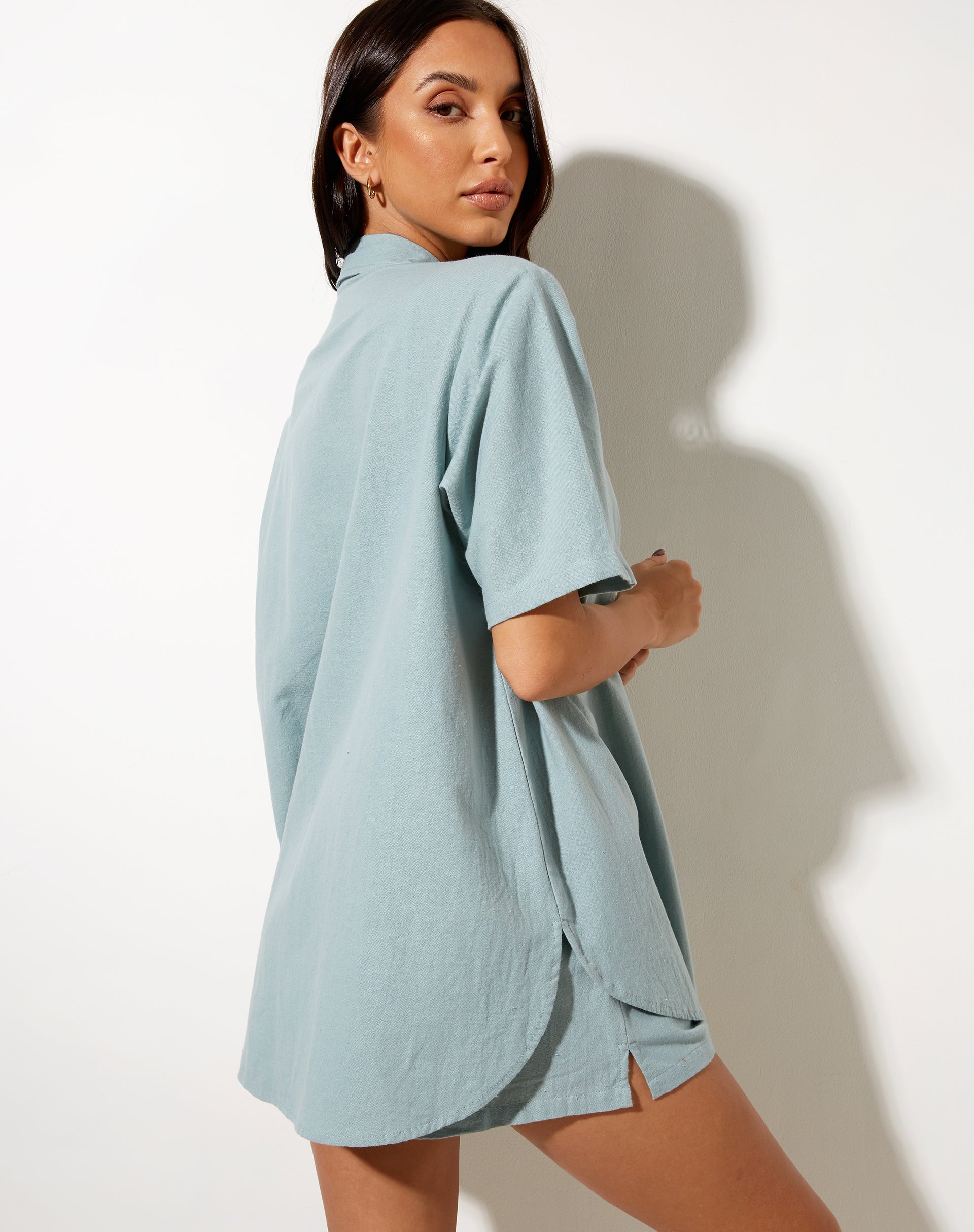 Image of Smith Kurzarm-Shirt in Rami Blue Surf