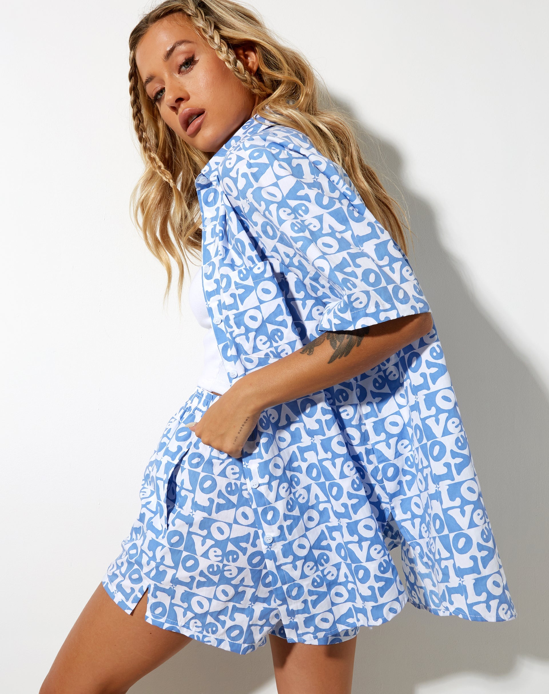 Image of Smith Kurzarmhemd in Love Checker Blau
