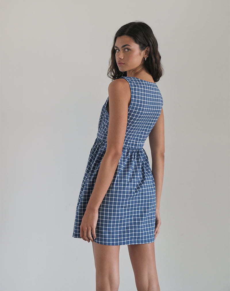 Abbildung von Sokasi Mini Dress in Navy Tartan