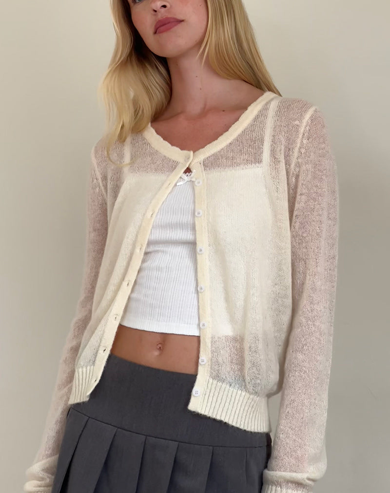Bild von Solana Leichter Strickcardigan in Elfenbein