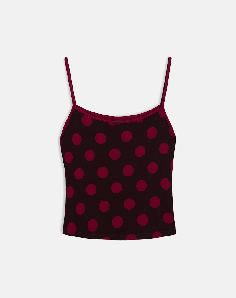 Solani Top in Braun mit großer roter Polka