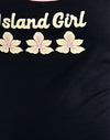 Schwarz mit babyrosa Einband und Island Girl Druck