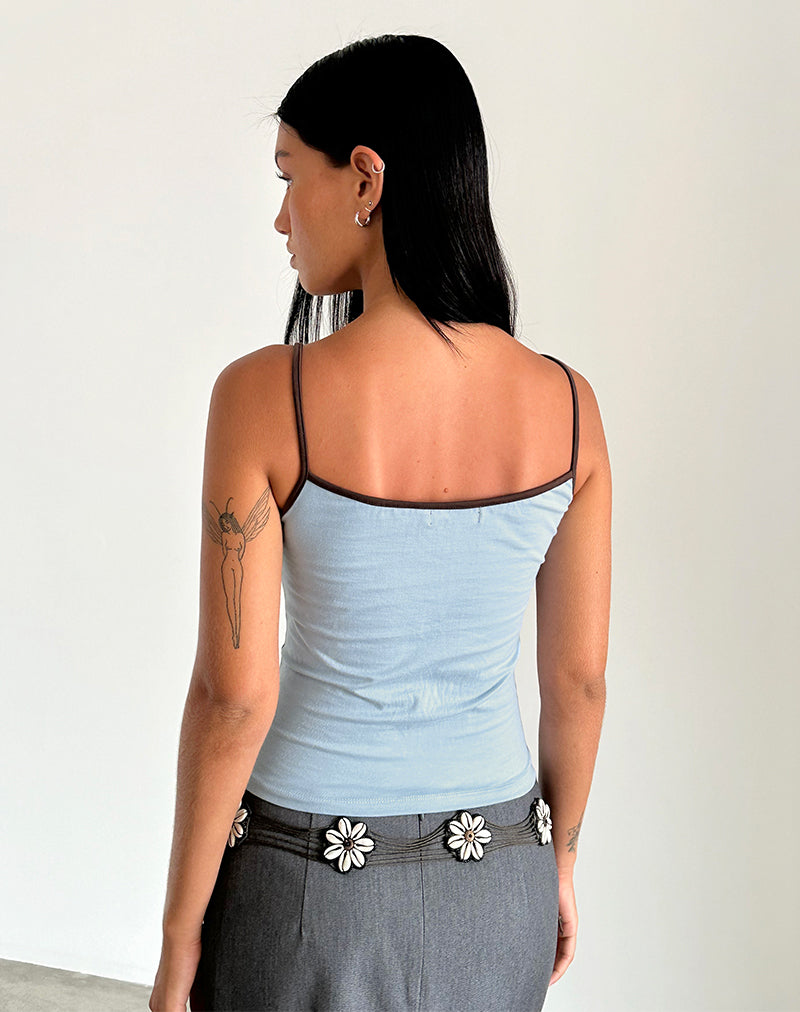 Bild von Solani Top in Nantucket Blau mit Mahagoni-Bindung