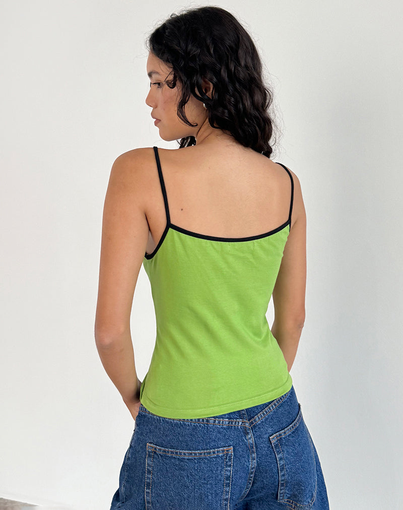Image of Solani Top in Wasabi mit schwarzer Bindung
