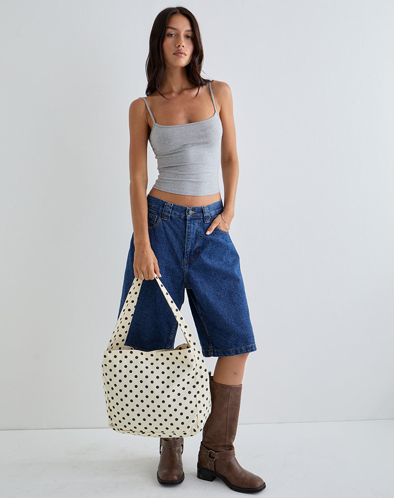 Sota Polka Twill Tasche in Weiß und Schwarz