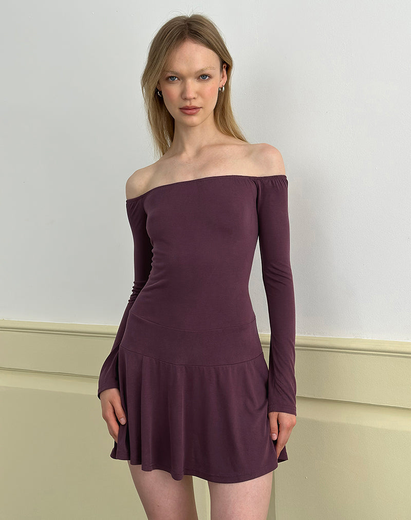 Somiah Bardot-Minikleid aus Cupro Deep Purple
