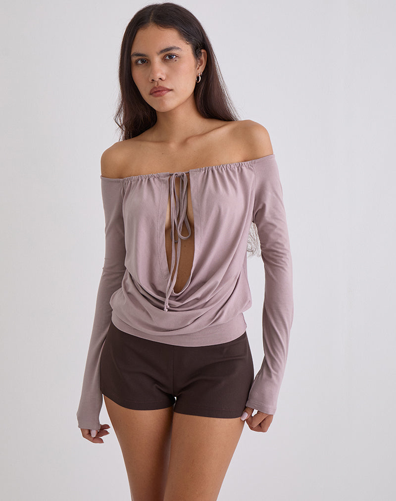 Image of Sore Long Sleeve Cowl Top in Jersey Dusty Mauve