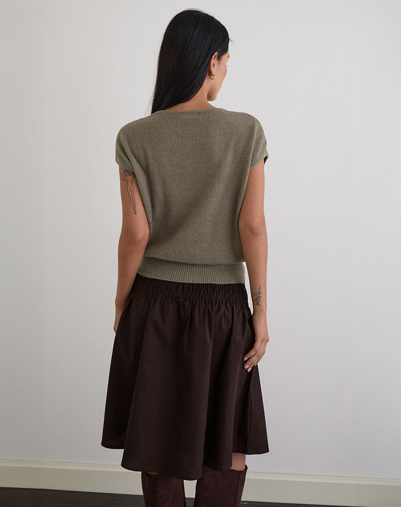 Image of Sorin Oberteil mit tiefem Bund in Khaki gestrickt