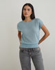 Image of Sorin Top mit tiefem Taillenbund aus blauem Strick