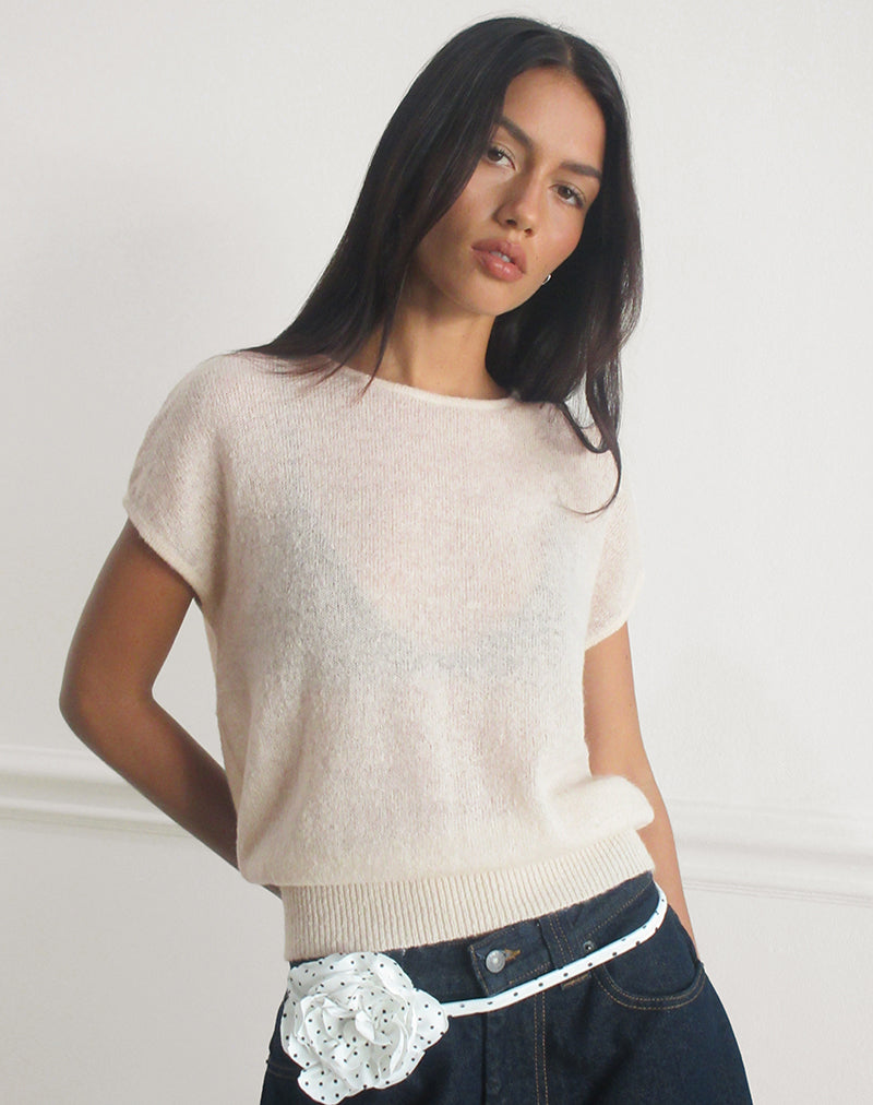 Image of Sorin Oberteil mit tiefem Bund in Ecru gestrickt